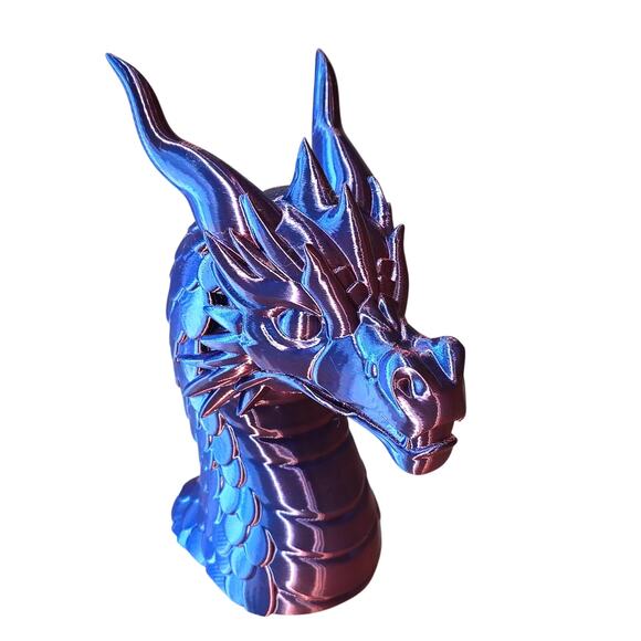 Dragon Headphone Stand Metallic Blue Red Spiny Texture Functional Fantasy Office - Picture 2 of 11